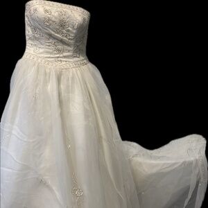 Wedding ball dress off white cathedral train corset back